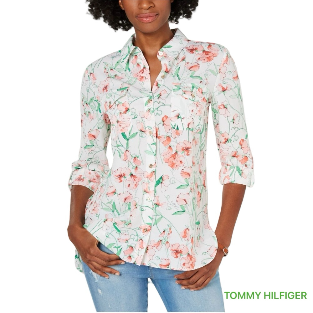 Tommy Hilfiger white floral top size L (GUC)..